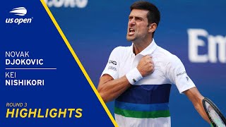 Novak Djokovic vs Kei Nishikori Highlights  2021 US Open Round 3 [upl. by Pollock]