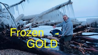 Beach mining frozen GOLD grassrootsmining [upl. by Tiersten64]