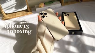 iPhone 13 Pro Max Gold 512GB 🤍 Unboxing  accessories ☁️  ASMR [upl. by Assirec]