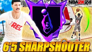 RARE 65 SHARPSHOOTER BUILD w 98 3 POINT RATING  91 STEAL in THE REC in NBA 2K24 [upl. by Netniuq]