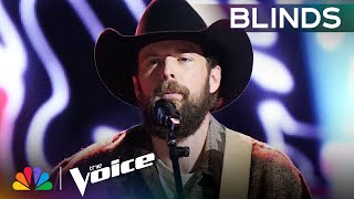 Father of Four Jake Tankersleys Zach Bryan Cover Gets a FourChair Turn  The Voice Blind Auditions [upl. by Nevet463]