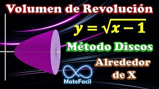 Volumen de SÓLIDO de REVOLUCIÓN Alrededor de X Método DISCOS  Ejemplo 2 [upl. by Piero793]