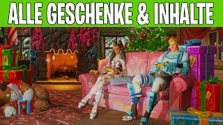 ALLE GESCHENKE UND INHALTE ☆ WINTERFEST 2022 ☆ KAPITEL 4 SAISON 1 ☆ FORTNITE DEUTSCH [upl. by Aciretnahs314]