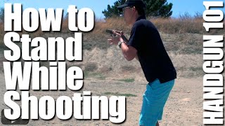 How to Stand When Firing a Pistol Shooting Stance  Handgun 101 with Top Shot Chris Cheng [upl. by Tak]