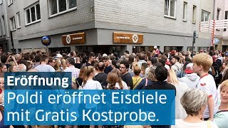 Lukas Podolski eröffnet Eisdiele mit Gratis Eis [upl. by Tavey]