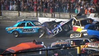 Ringwood All Granada Crash Highlights 2016  Banger Racing [upl. by Gristede209]