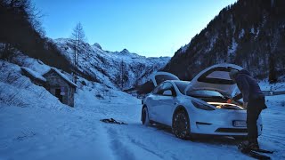 Notte dinverno in TESLA a 19°C Ciaspolata in Val Grande [upl. by Haff]