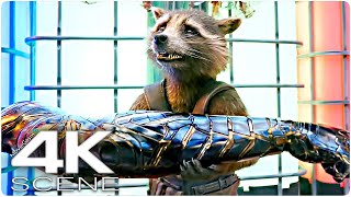 Rocket Gets Buckys Vibranium Arm 2022 4K Scene  Guardians Of The Galaxy 3 Holiday Movie Clip [upl. by Celie]