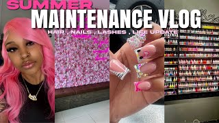 SUMMER MAINTENANCE VLOG  hair  nails  lashes brows shein haul  life update [upl. by Ycrep]