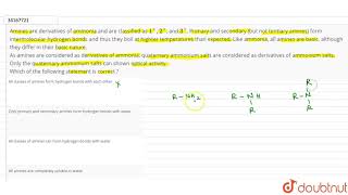 Amines are derivatives of ammonia and are classified as 1 2 and 3 [upl. by Maren194]