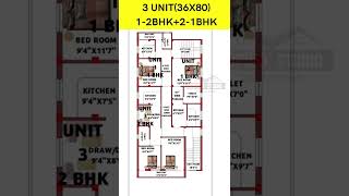 36 x 80 home design 36 by 80 house plan 3680 makan ka naksa 3unit short homedesign homeplan [upl. by Derrick]