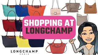 SHOPPING AT LONGCHAMP bags  Le Pliage and more  Luxury Bag Shopping  Luxury Bag Alternatives [upl. by Phira]