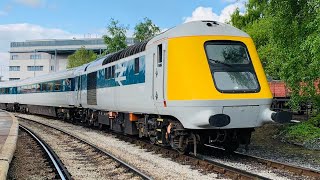 Keighley Valley Railway With 41001 HST Power Car With MK3 Set At Keighley [upl. by Brawner]