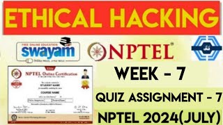 Ethical Hacking Week 7 Solution Answers 2024 July  NPTEL  Ethical Hacking Week 7 Answers [upl. by Enilraep]