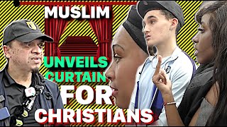 MUSLIM UNVEILS CURTAIN FOR CHRISTIANS  SPEAKERS CORNER [upl. by Rehpotsirahc574]