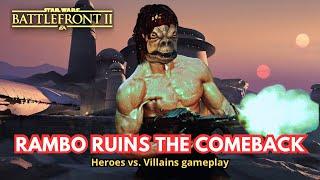 Rambo ruins the comeback  Star Wars Battlefront 2  HvV gameplay [upl. by Sirad]