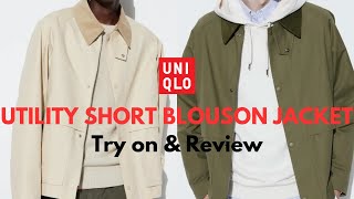 NEW COLOURS UNIQLO UTILITY SHORT BLOUSON JACKET TRY ON amp REVIEW [upl. by Anirazc138]