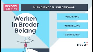 Infosessie Subsidie Werken in Breder Belang 2024 [upl. by Ahsined]