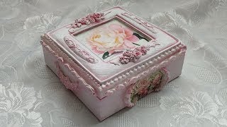 Decoupage Tutorial For Beginners  How To Decoupage On Wood  Vintage Decoupage Box [upl. by Tini]