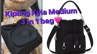 Kipling Kyla Medium 3 in 1 Shoulder bag Paka Black Life of Faye [upl. by Anilosi749]