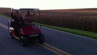 Modified Golf Cart with Polaris 4 wheeler engine pulling wheelies [upl. by Nanreit]