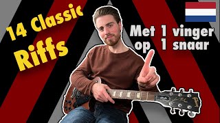 Makkelijke Gitaar Riffs voor beginners  14 gitaarliedjes op 1 snaar [upl. by Baird327]