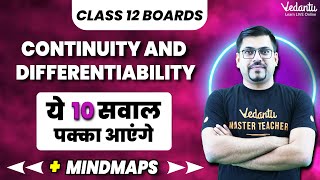 Continuity and Differentiability Class 12 Maths  10 Most Important Questions  Board Exam 2024 [upl. by Barris869]