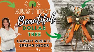 Dollar Tree Carrot Wreath DIY Thats Perfect For Spring  Easy Wreaths  Easter Crafts dollartree [upl. by Nohtahoj]