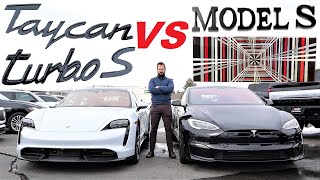 2023 Porsche Taycan Tubro S VS 2023 Tesla Model S Plaid Which Performance EV Is Best [upl. by Aseefan]