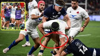 ntamack blessé  france ecosse rugby 2023  romain ntamack blessure  romain ntamack injury [upl. by Treblah]