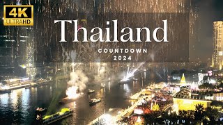 4K Thailand Countdown New Year 2024 with Multimedia light show  firework and drone  Icon siam [upl. by Olsson]