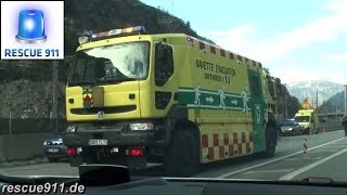 Tunnel fire response  Départ incendie tunnel  véhicules spéciaux GEFSDIS 73 [upl. by Sirej]