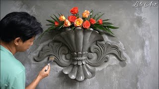 Great idea flower bouquet on the wall with sand cement [upl. by Etteyniv]