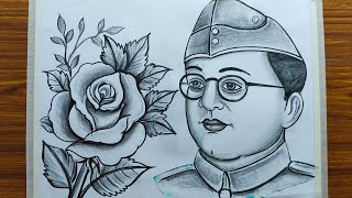 how to draw netaji subhas chandra boshsubhas chandra bosh drawing for 23 e january specialdrawing [upl. by Sateia]