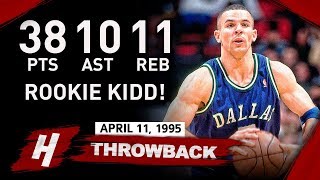 Rookie Jason Kidd COLD Full Highlights vs Rockets 19950411  38 Pts 11 Reb 10 Ast 8 Threes [upl. by Mairym]