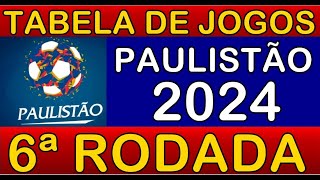 TABELA DE JOGOS DO CAMPEONATO PAULISTA 2024 • 6ª RODADA • PRÓXIMOS JOGOS DO PAULISTÃO 2024 [upl. by Imogen]