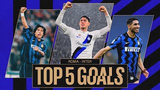 STANKOVIC HAKIMI E 🤯🖤💙  INTER HISTORY  TOP 5 GOALS vs ROMA ⚽ [upl. by Bhayani]