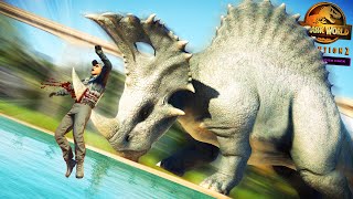 SPINOCERATOPS RAMMING HUMANS amp Spinoraptors New BRUTAL Animations  Jurassic World Evolution 2 [upl. by Anikehs516]