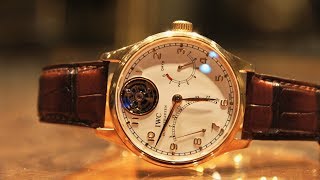 Review IWC Portugieser Tourbillon Mystère Retrograde [upl. by Eidnim818]