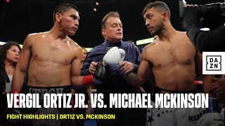 BRUTAL BODY SHOT  Vergil Ortiz Jr vs Michael McKinson Highlights [upl. by Aillicec]