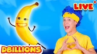 LIVE  D Billions Top Healthy Fruits Kids Songs  Banana Mommy Mommy give me Yummy with Puppets [upl. by Ened531]