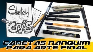 Canetas nanquim para arte final  Sketch Crás [upl. by Alyehs356]