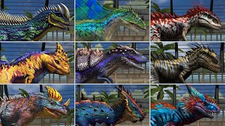 ALL HYBRID CARNIVORE DINOSAURS All Max Level 40  Jurassic World The Game  Indominus Rex Gen 2 [upl. by Anyd]