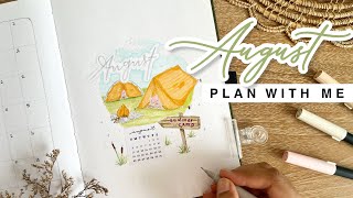 August 2024 PLAN WITH ME  monthly bullet journal setup  easy summer camp theme 🏕️ [upl. by Eedrahs]