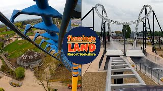 Every BIG Roller Coaster at Flamingo Land  Front Seat OnRide POVs 4K [upl. by Tijnar724]