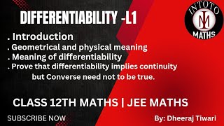 Continuity and differentiability class 12th differentiability class 12th Jee maths  Rd Sharma [upl. by Tterab]