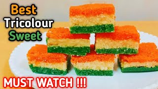 how to make tricolour sweettiranga sooji halvatiranga suji halwatricolor semolina mithai in hindi [upl. by Aire]