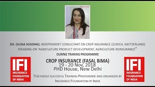 Agriculture Product Development amp Agriculture Reinsurance by Dr Olena Sosenko Switzerland [upl. by Htez]