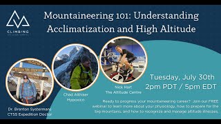 Mountaineering 101 High Altitude amp Acclimatization  CTSS Webinar [upl. by Renrag]