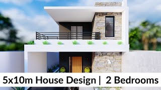 5x10 Meters Small House Design Idea with 2 Bedrooms [upl. by Alrick]